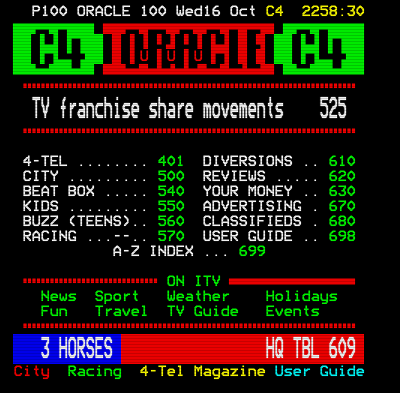 Channel Four from Wednesday 16th October 1991
