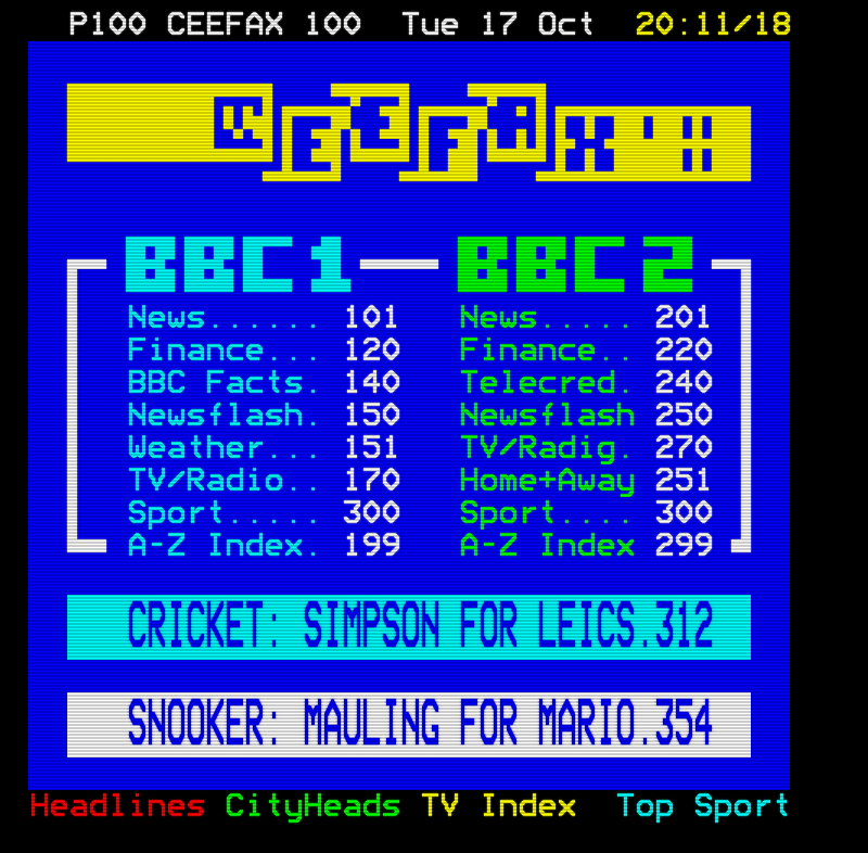 BBC1 from Tuesday 17th October 1989