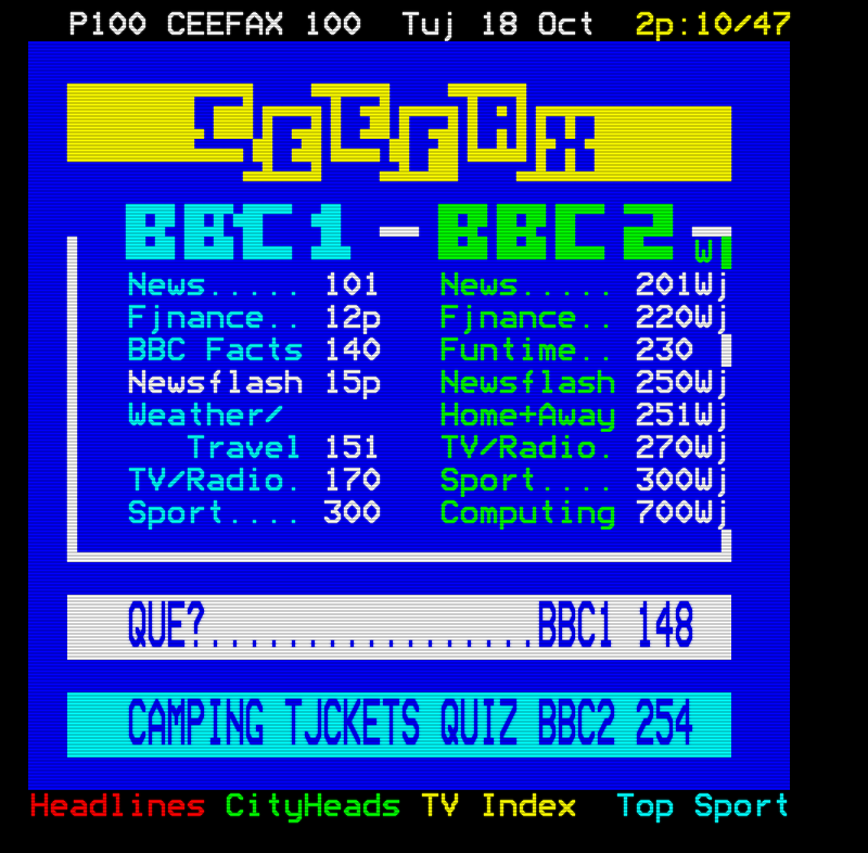 BBC1 from Tuesday 18th October 1988